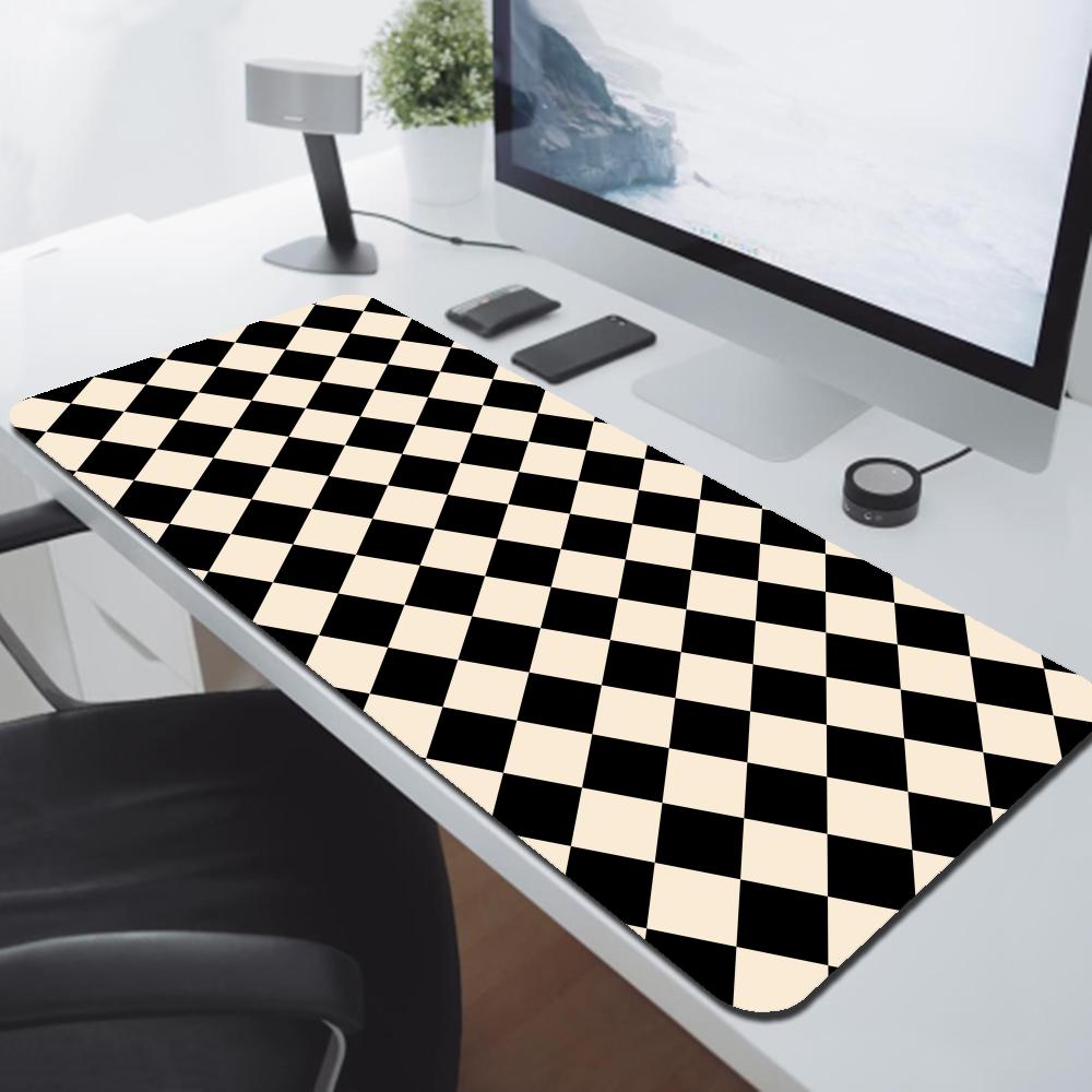 Black And White Checkered Mousepad Gamer Gaming Laptops Mausepad Mouse Pad Computer Mouse Ped Pc Accessories Rubber Mat Deskmat