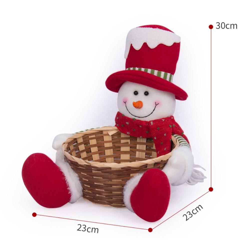 Christmas Candy Basket Santa Snowman Rattan Straw Woven Desktop Ornament Fruit Holder Holiday Decor Home Office Bar KTV