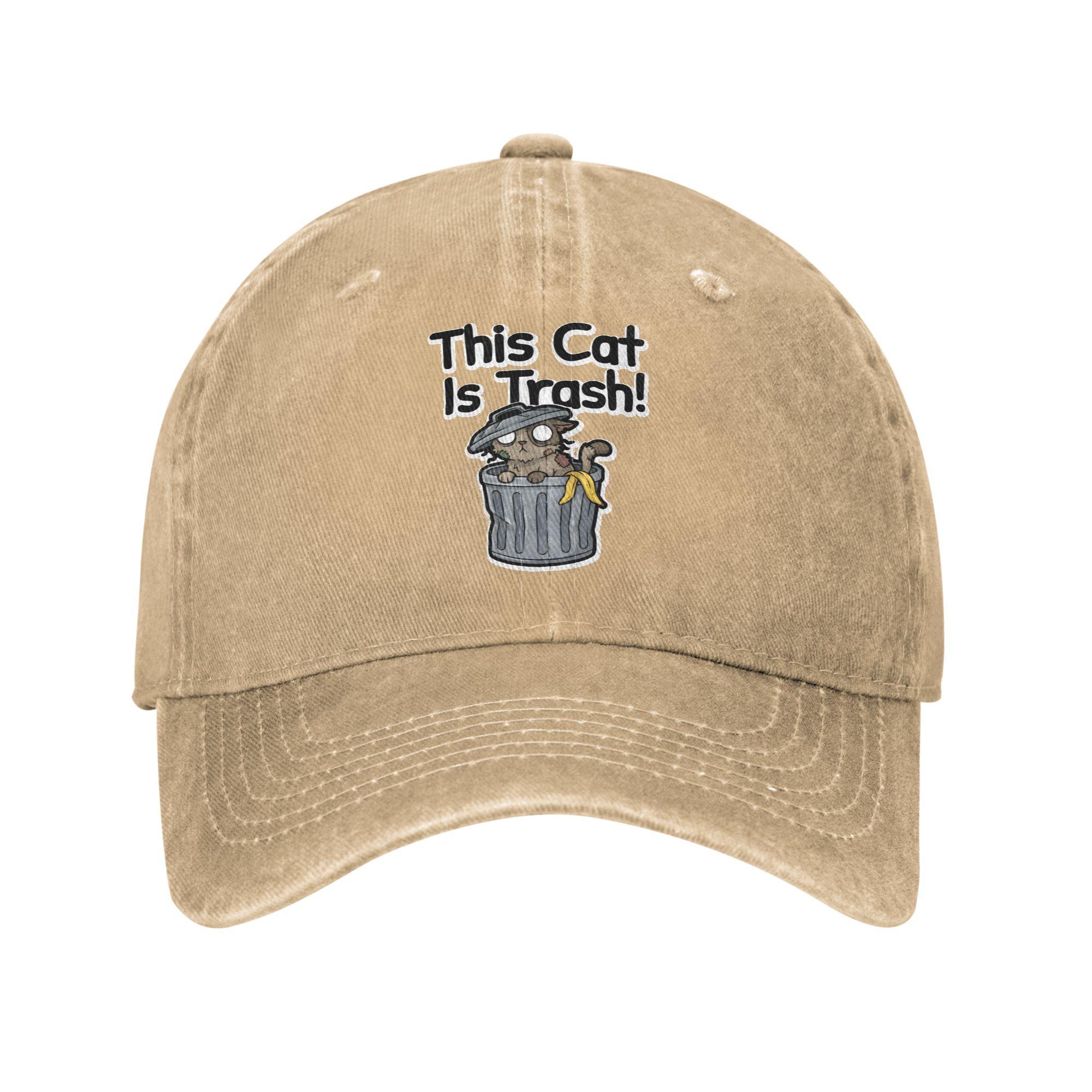 

Mewgenics This Cat Is Trash! Baseball Cap Retro Distressed Washed Headwear Unisex Style Summer Gift Caps Hat One Size хаки