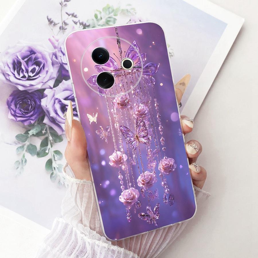For Vivo Y300i Y39 5G Case V2443 Cover Clear Bow Painted Silicone Soft Back Case For VivoY39 Y300i transparent Protective Shell