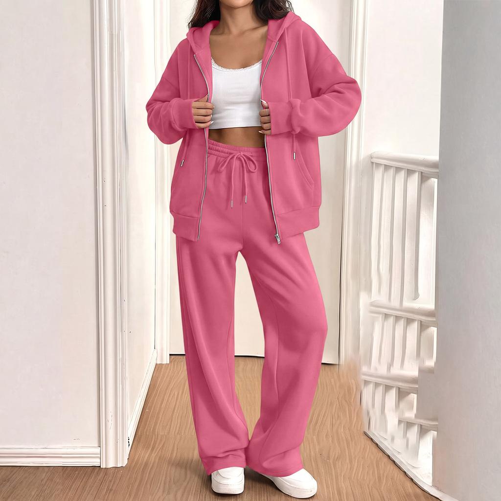 Women's Casual Sweatshirt Jacket and Jogger 2 Piece Set for Fall Winter Wear