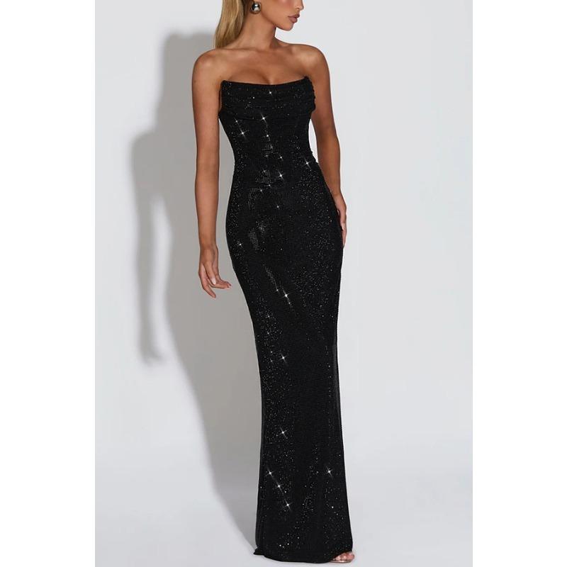 Women's Celebrity Slim-Fit Sleeveless Sequin Long Evening Dress Dress