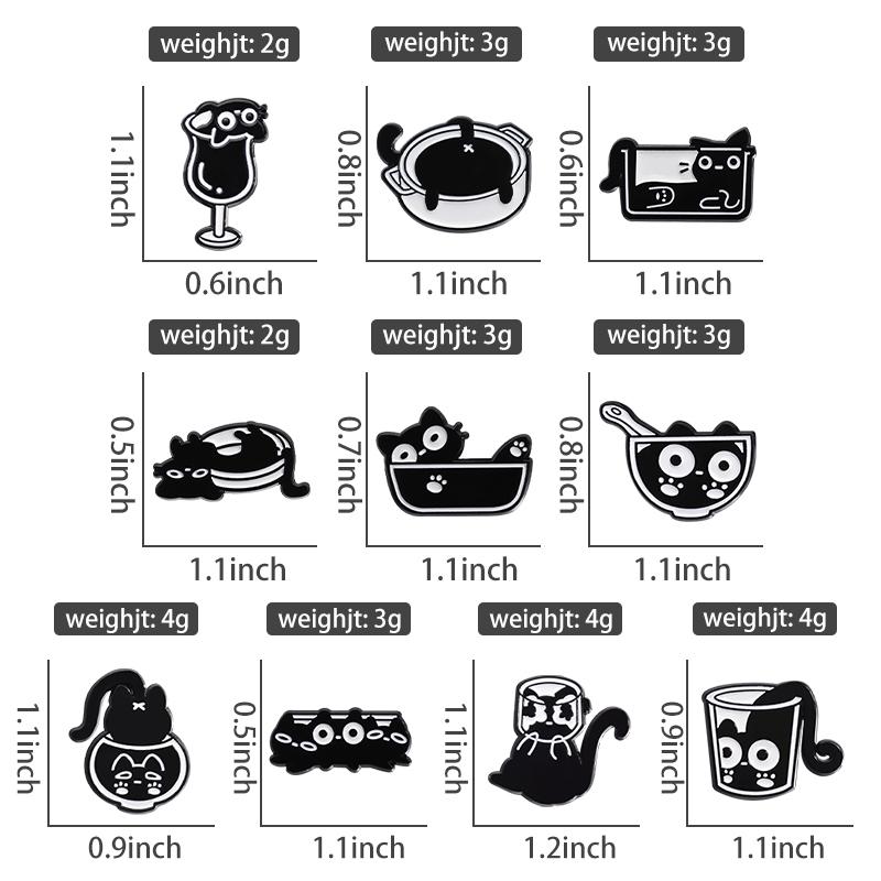 Cute Cat Enamel Pins Custom Black Kitten Terrarium Brooches Lapel Badges Cartoon Animal Jewelry Gift for Kids Friends