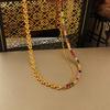 Copper-Plated Gold & Zircon Dazzling Choker Necklace - Elegant Color Block Design for a Luxurious Look.