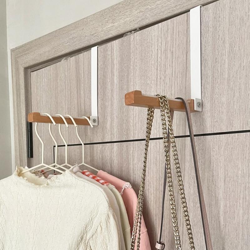 Innovative Foldable Over Door Hooks With Nonslip Protections Sturdy Wooden Hanger For Bathroom Bedroom Organization