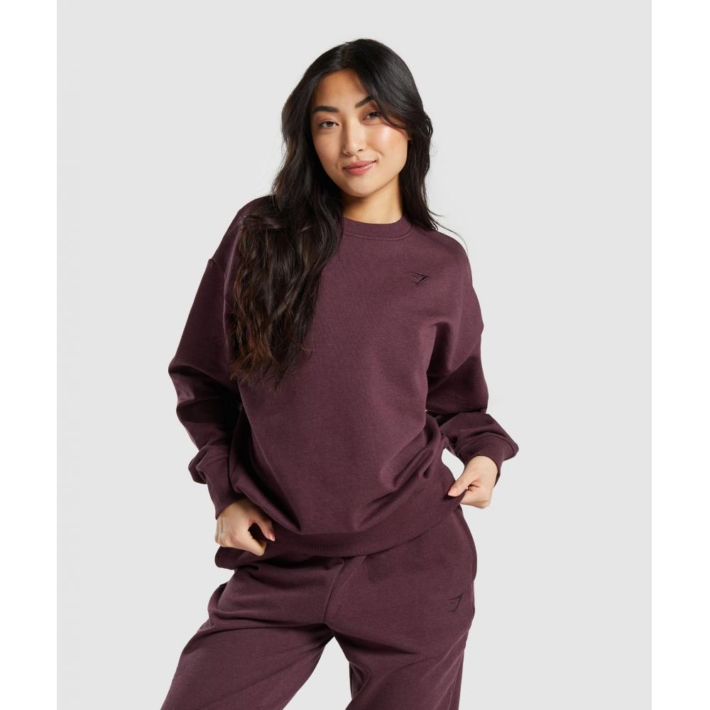 

GYMSHARK Rest Day Sweats Crew Deep Plum Marl B8A7A PBWD XXS