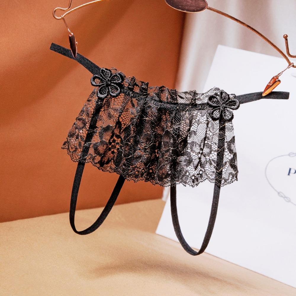 [Free Shipping] 2/4 Independent Packs, Black Sexy Seduction Underwear, Women's Fun Open File, Hot Perspective T-pants