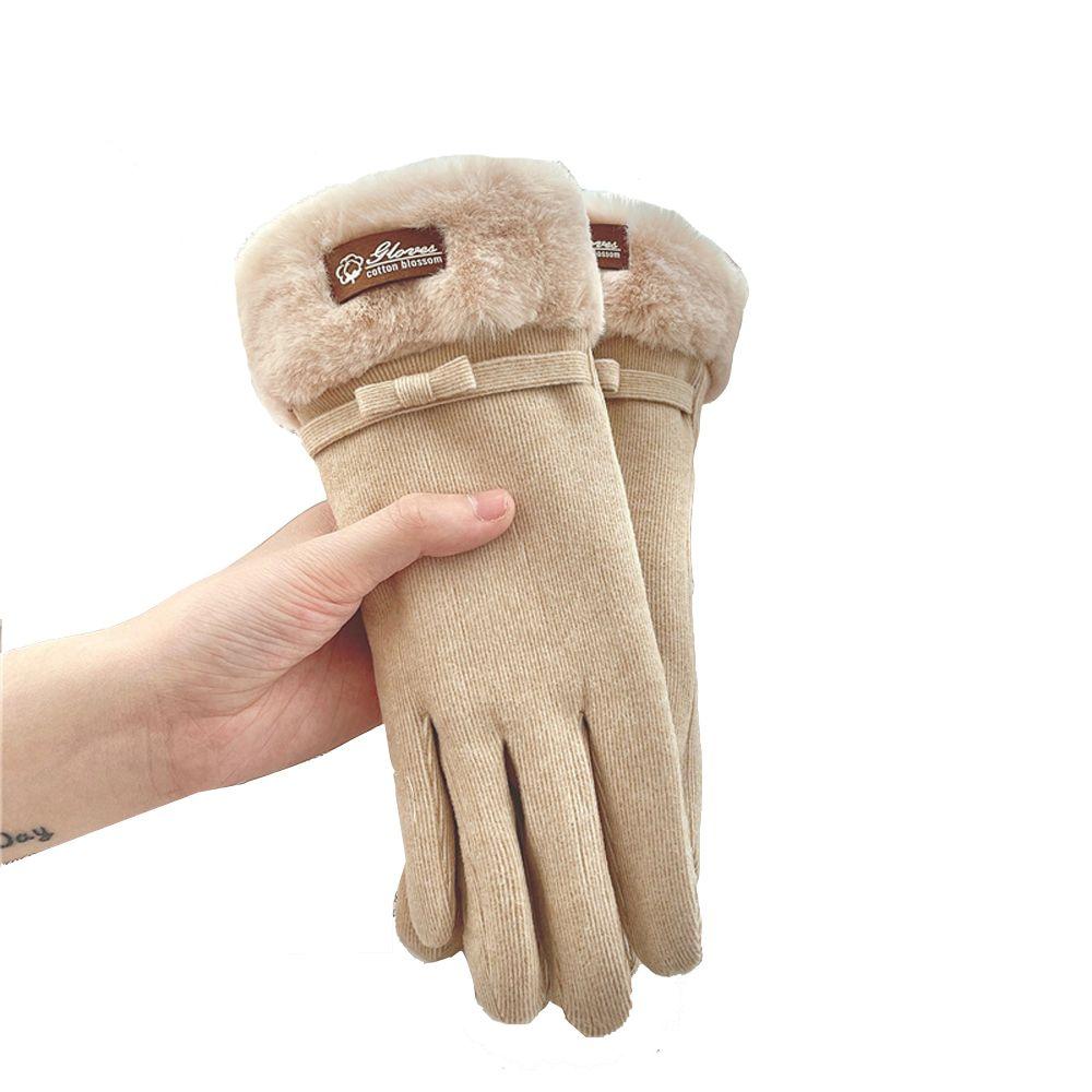 Korean Style Gloves Full Finger Gloves  Driving Mitten Autumn Winter Female Gloves