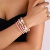 Set di 4 Braccialetti con Perle a Forma di Cuore e Perline per Donna