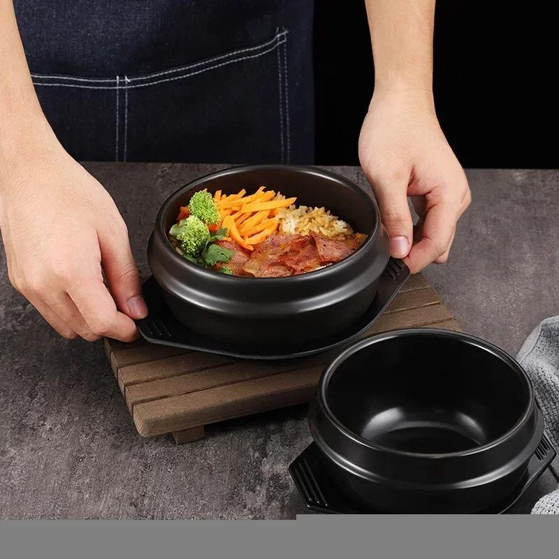 Rice Pot Korean Mixed Stone Pot Stone Cuisine Casserole High Temperature Potted Rice Pots Cooking Soup Tableware