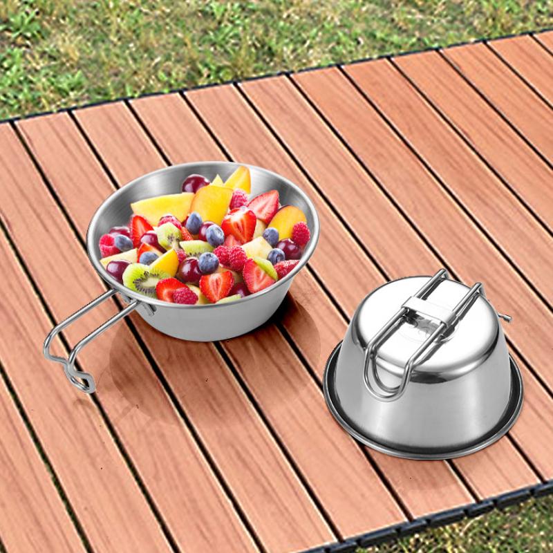 Outdoor Camping 304 Edelstahl Tragbare Faltbare Schnee Schüssel 3-stück Set
