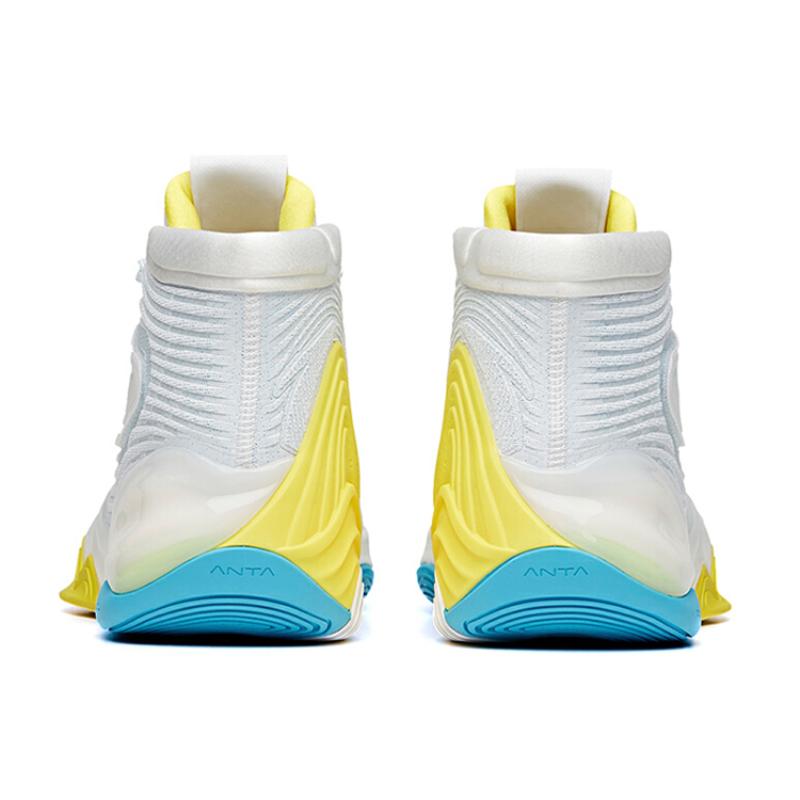 Anta KT6 Thompson Abrasion Resistant Breathable High Top Basketball Shoes Men's White Blue Yellow Sneakers 112041101-8