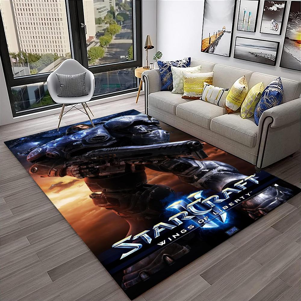 3D Retro Spiel StarCraft Gamer Teppich Teppich für Zuhause Wohnzimmer Schlafzimmer Sofa Fußmatte Dekor, Kinder Spielbereich Teppich Rutschfeste Bodenmatte