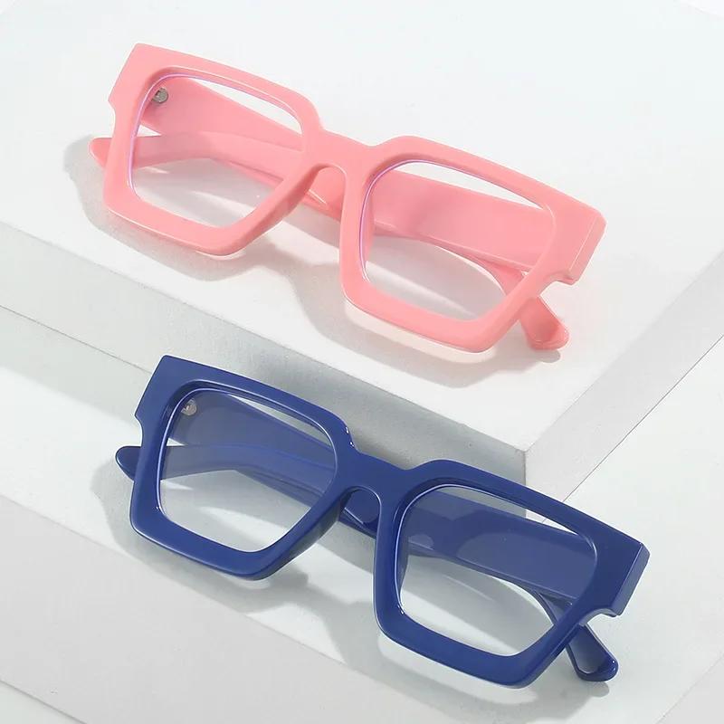 Yellow Square Glasses For Ladies Stylish Oversized Clear Lens Eyeglasses Female Vintage Big Frame Computer Safety Glasses Eye Glasses Spectacle