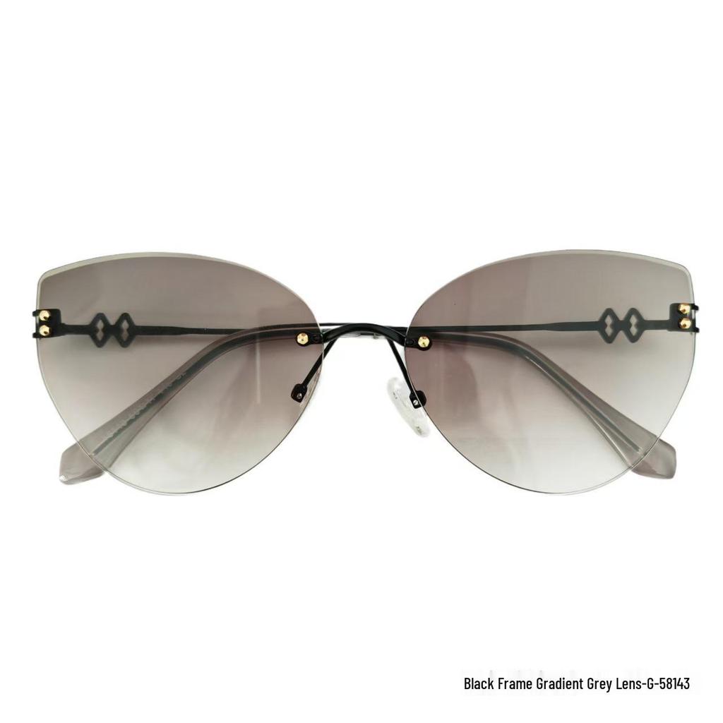 Women's Frameless Oval Metal Retro Sunglasses - High-End Japanese & Korean Fashion