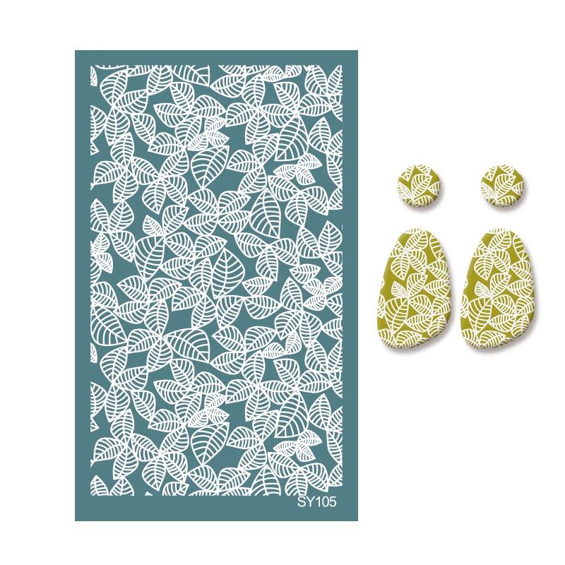 Polymer Clay Tools Silk Screen Stencils Plant Flower Leaf Printing Clay Mesh Stencil Jewelry Earrings Making Decoration Template