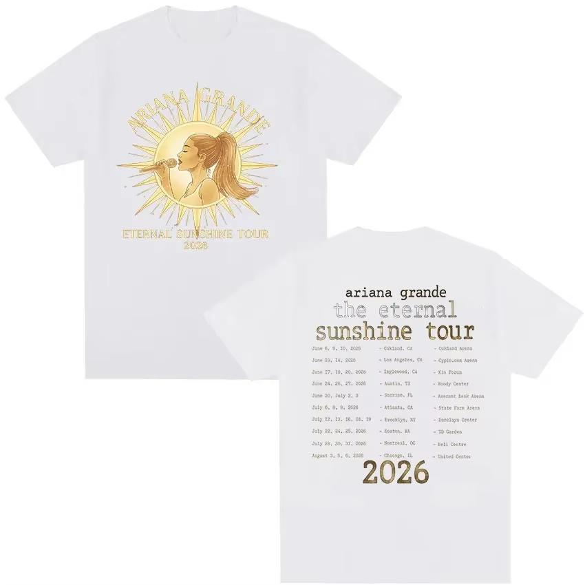 2026 Ariana Grande Eternal Sunshine Tour Pattern TShirt Mens and Womens Harajuku Retro Cotton Streetwear TShirt