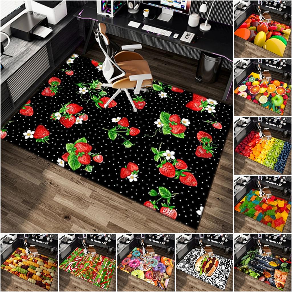 1Pc Food Theme Printed Circular Carpet, Home Door Mat, Outdoor Travel Protection Carpet B6