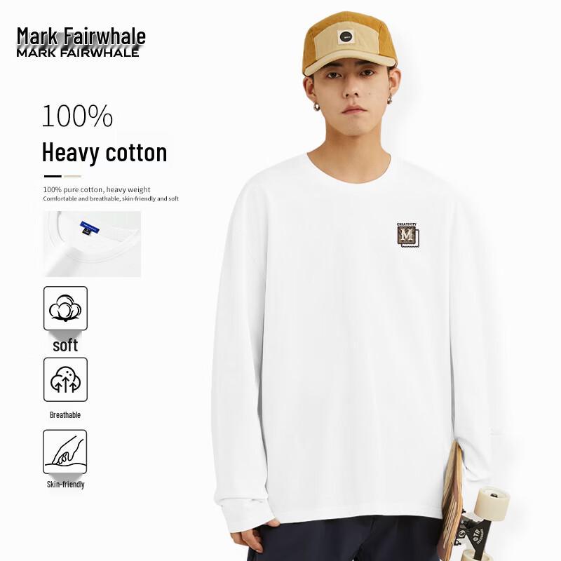 Mark Fairwhale Men's Heavyweight Round Neck Long-Sleeve Cotton T-Shirt