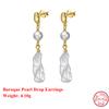 Effie Queen 925 Pure Silver 14k Gold Baroque Shaped Zirconia Drop Earrings Timeless Jewelry for Women Banquet Party Gift GPE18