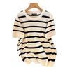 Plus Size Women's Summer Ice Silk Knit Slimming Short Sleeve Top