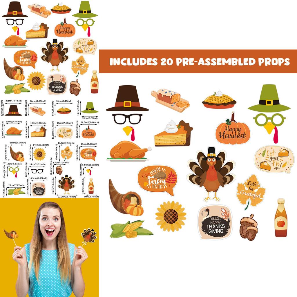 Turkey Festivus Party Photo Props For Thanksgiving Day Season Home Party Decor Pack