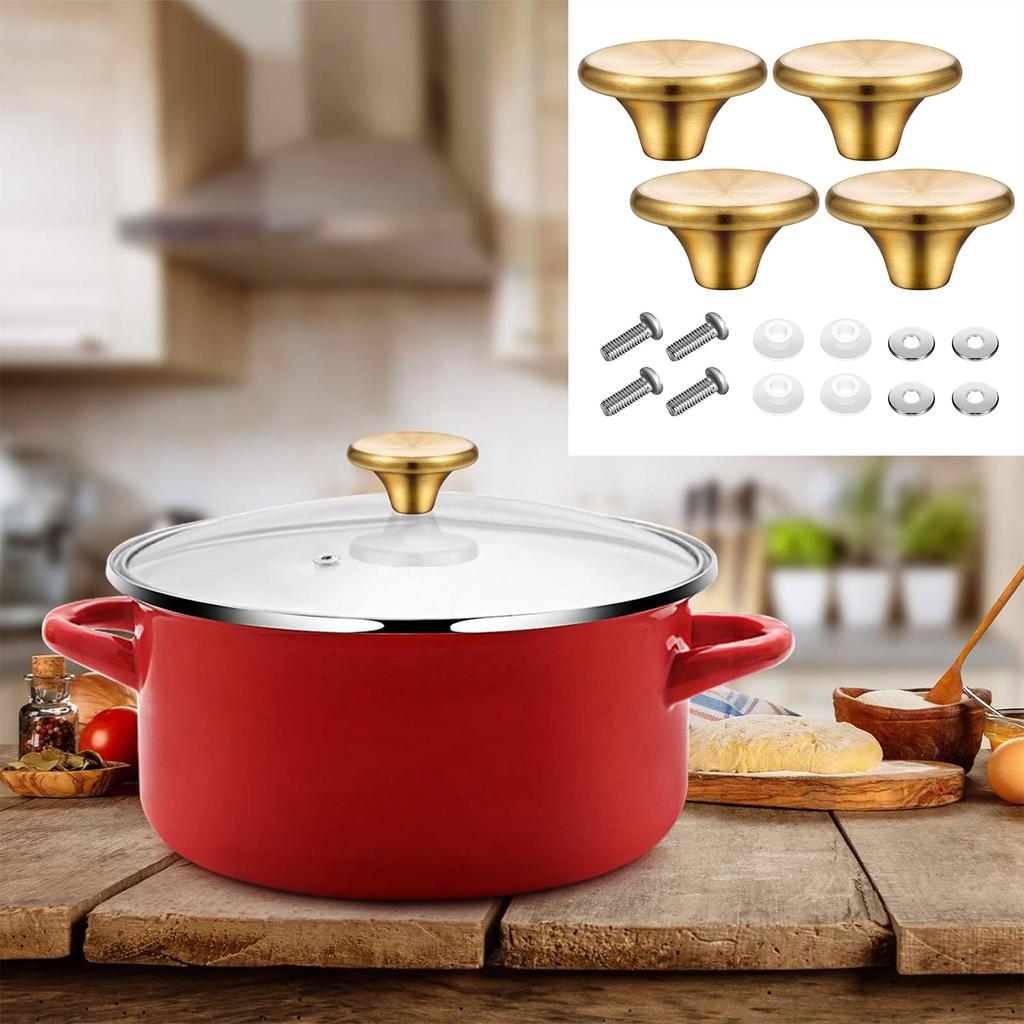 4 Pieces Oven Knob Replacement Ovenware Knob Metal Material Replacement Knob Set Pots Lid Handle Spare Parts for Ovens