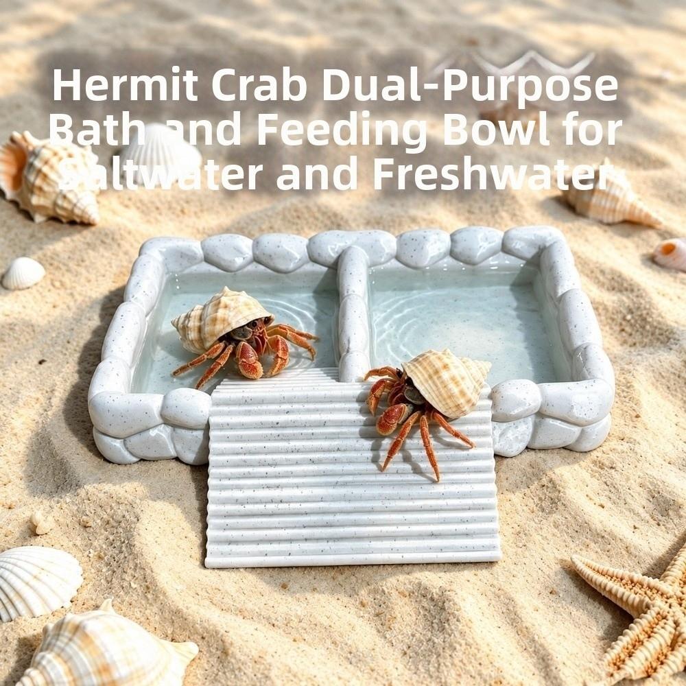 Anti-Drowning Hermit Crab Bath Tub 2-in-1 Reptile Water Basin Small Pet Water Basin Crawling Pet