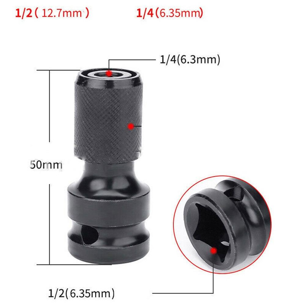 1/2inch 1Drive To 1/4in Impact Wrench Socket Set 1/4'' Hex Ratchet Socket Adapter Spanner Drive Converter Tool Drilling Bits