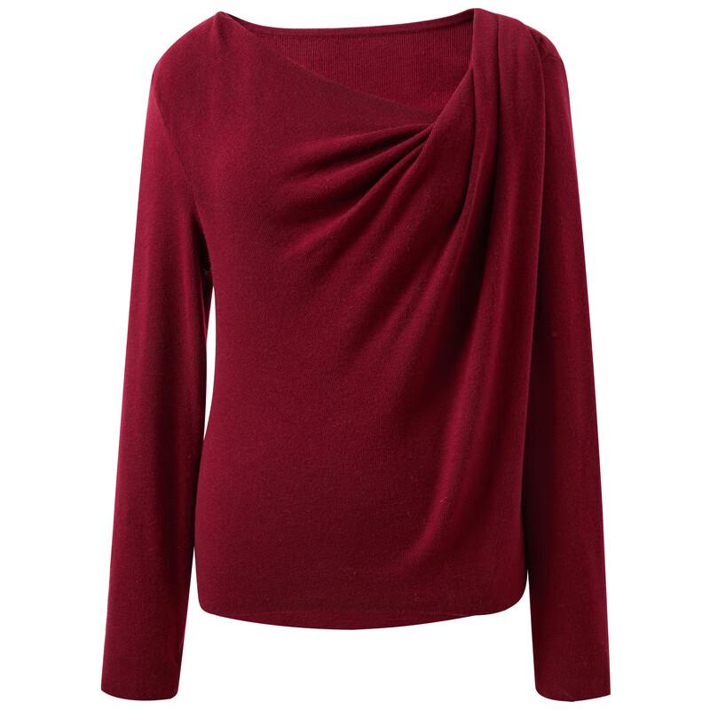 Sancai Damen Große Größen Winter Langarm Schräger Kragen Strickpullover