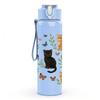 1PC Mixed Breed Cats Floral Grid 750ml Color Plastic Sports Water Bottle Leakproof Flip Straw Lid For Sports Office Home Use
