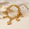 Simple Personality Stainless Steel 18k Gold Butterfly Double Bracelet Women Ins Niche Design