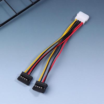 כבל חשמל Molex 4 פינים ל-2 x SATA, מפצל Y SATA, מתאם מחבר כבל מאריך כפול לכונן קשיח