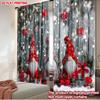 2D Flat Printing 2pcs Curtain Christmas Gnomes Snowy Wood Scene Digital Printed Polyester Drapes Family Party for Indoor