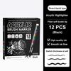 12Pcs/Box Black/White Acrylic Marker Pen Quickly Dry Waterproof Acrylic Paint Markers DIY Soft Tip Brush Tip Marker Art Drawing