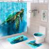 One Piece Is Sent On Behalf Of A Four-Piece Set, Floor Mat Hook, Sea Turtle, Ocean Shower Curtain, Bathroom Toilet Three-Piece Set, Free Of Punching.