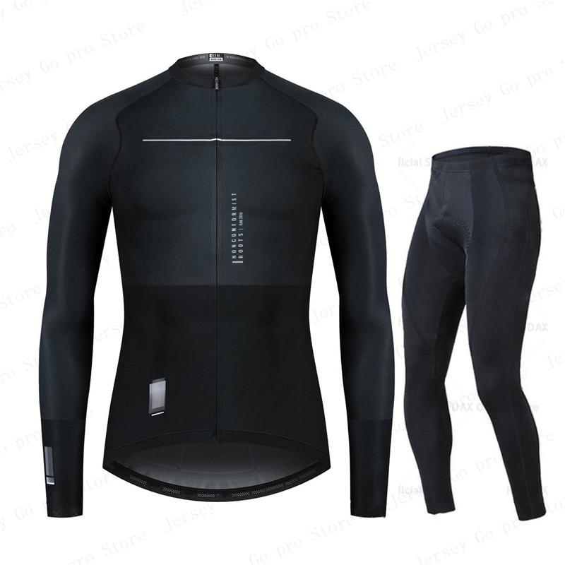 2026 Spring/Autumn Triathlon Men Long Sleeve Cycling Clothing Breathable Anti-UV Bicycle Jersey Set Wear Bib Pants Ropa Ciclismo