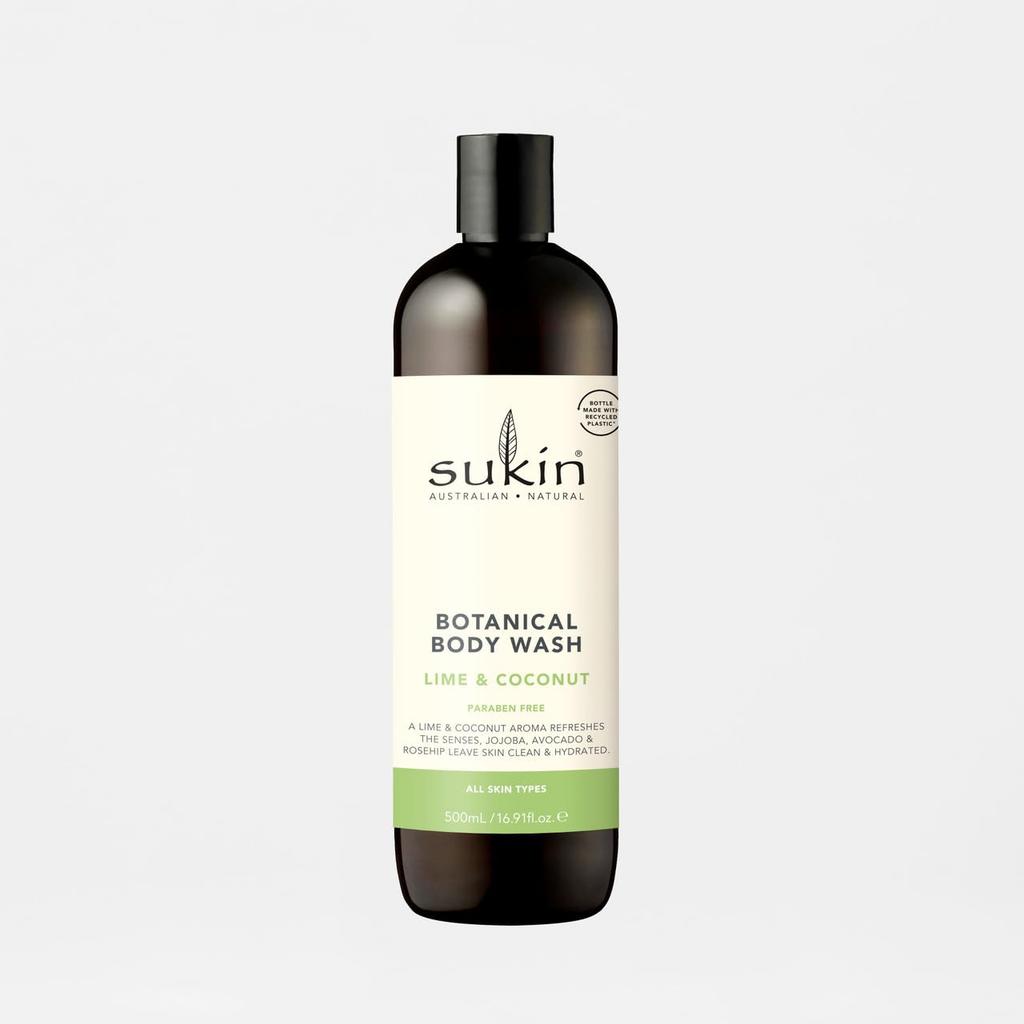 Sukin Botanical Body Wash (Lime & Coconut) Body Soap 500ml (x 1)