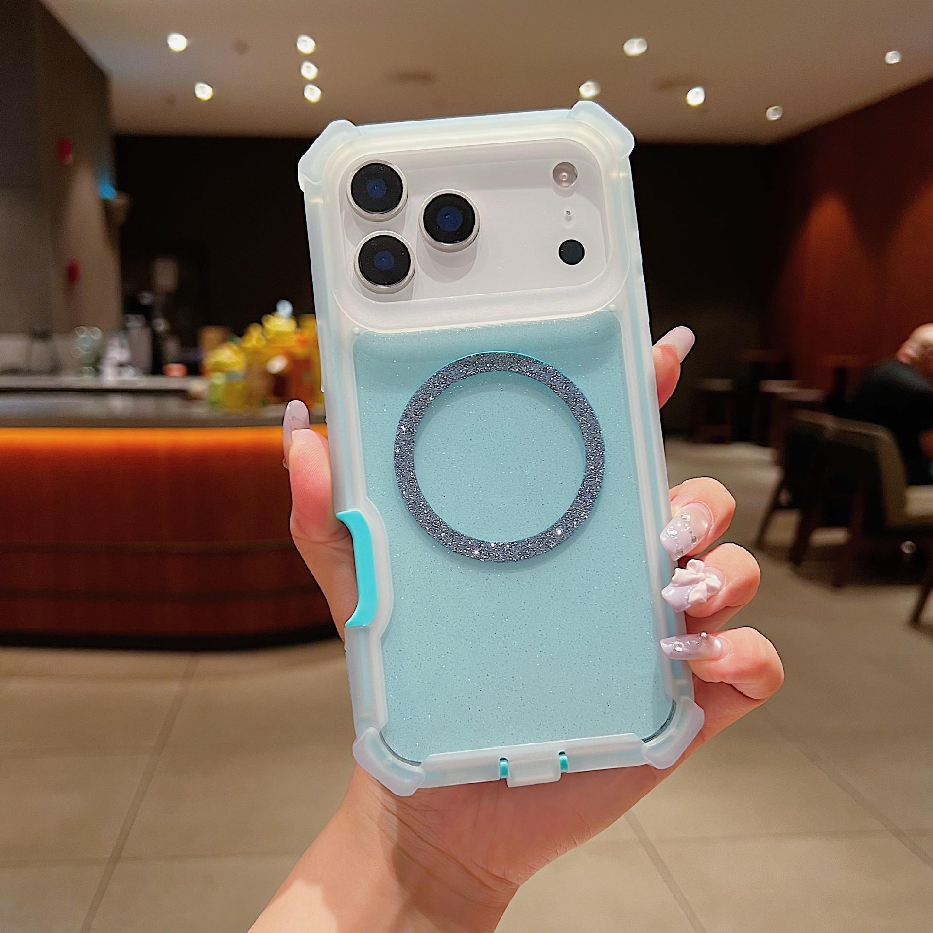

For iPhone 17 Pro Case Compatible with MagSafe Reinforced Corner TPU + PC Transparent Glitter Phone Cover