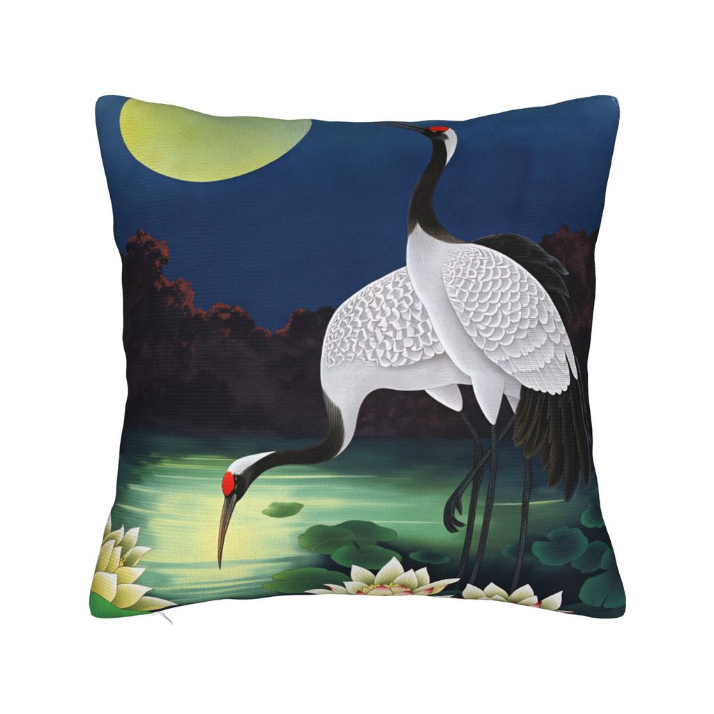 Chinese Style Crane Pillow Case Print Pillow Cover Funny Pillowcases For Sofa Car Home Decor