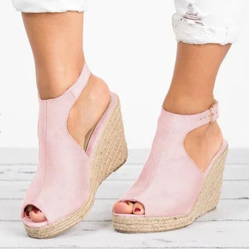 Sandals Breathable and Versatile One-shoulder Buckle Shoes High-heeled Fish-mouth Shoes