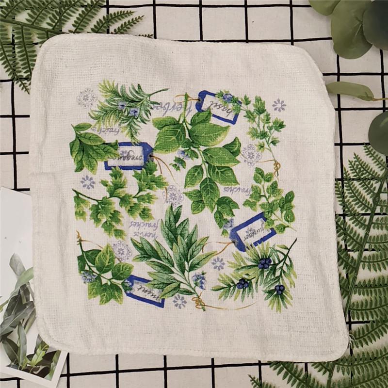 1Pc Small 20x20cm Square Cotton Terry Printed Towel European American Pastoral Flowers Absorbent Kitchen Dishcloth
