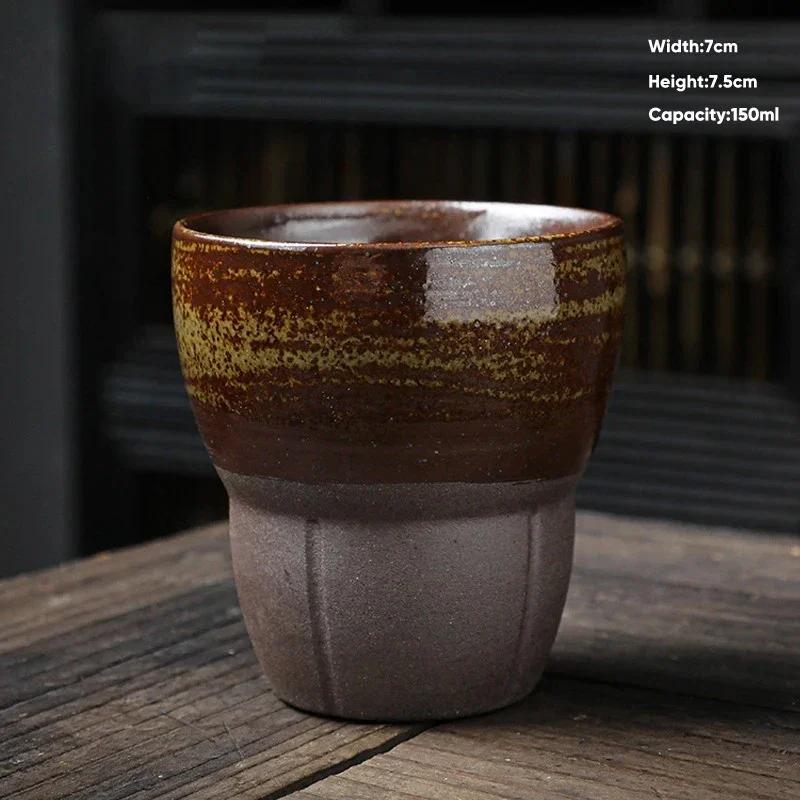 1pc 150ml Japanese Ceramic Coffee Cup Pottery Espresso Cups Vintage Kung Fu Tea Cup Office and Household Water Mug Wholesale
