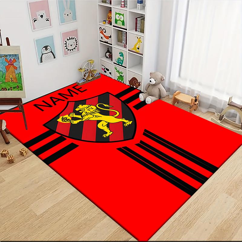 Custom Name Lion Crest Emblem Carpet Rug Customizable Soft Washable Anti-Slip Home Living Room Sofa Mats Personalized Rug. 0909231