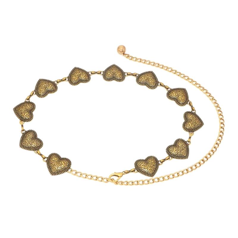 Love Heart Metal Waist Chain Women Retro Versatile Silver Color Waist Chain Dress Short Skirt Gothic Chain  Accessory