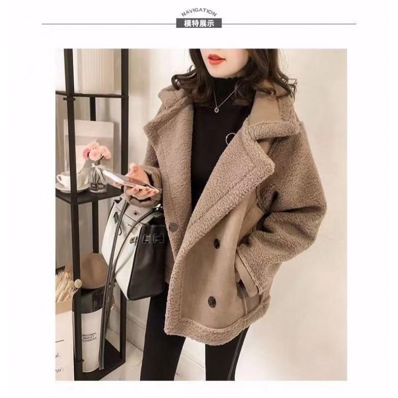 Womens Oversized Faux Shearling Coat 2026 Winter Warm Loose Biker Style Jacket With Pockets