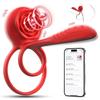 Rose Cock Ring Vibrator Penis Sleeve Sucking Stimulator APP Remote Control,G Spot Clitoral Vibrator Adult Erotic Products