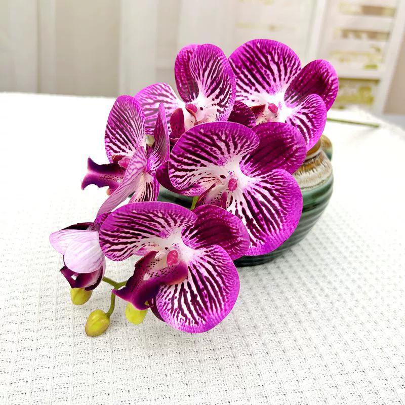 3D Real Touch Schmetterlingsorchidee Blumenarrangement Künstlicher Blumensprühstrauß für Hochzeitsstrauß Heimvase Partydekoration