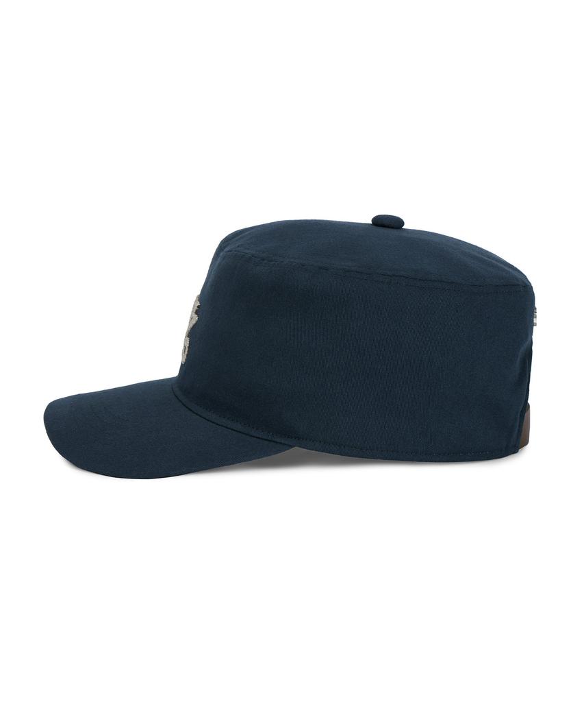 Bajal Leaf Vz Monogram Twill Pillbox Cap Navy