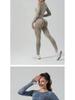 Zestaw do jogi dla kobiet z wysokim stanem: Spodnie podnoszące biodra i top z długim rękawem